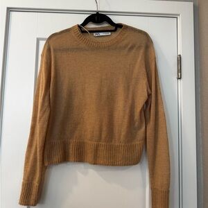 Zara Women's Camel Crew Neck Sweater